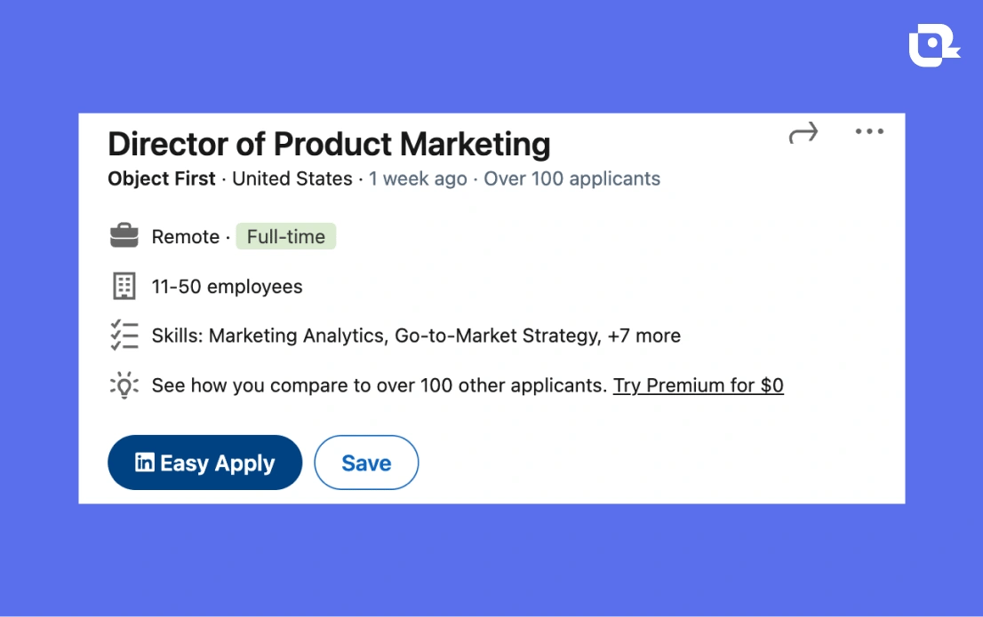 Example of a LinkedIn job posting