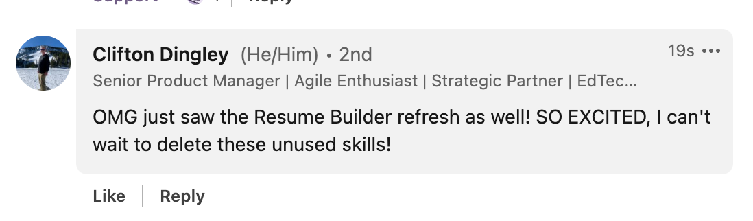 Positive Teal resume builder review on LinkedIn
