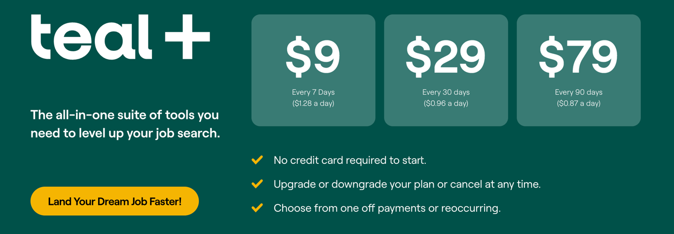 Teal subscription pricing