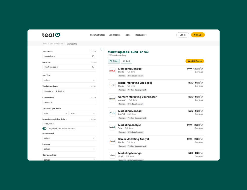 A screenshot of Sonara alternative, Teal