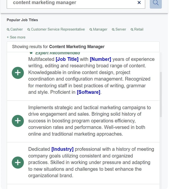 AI summary suggestions for resumes from JobHero