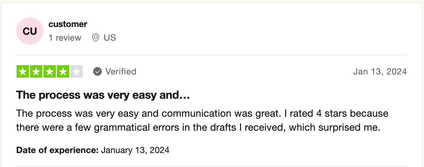 4-star ZipJob review on TrustPilot