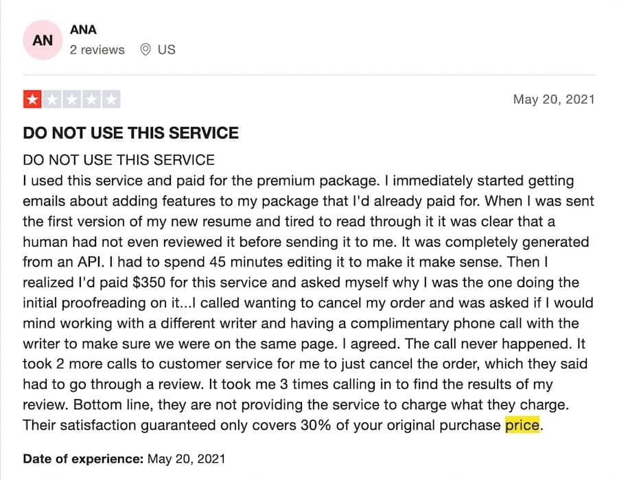 1-star ZipJob review on Trustpilot