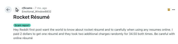 Rocket Resume review Reddit