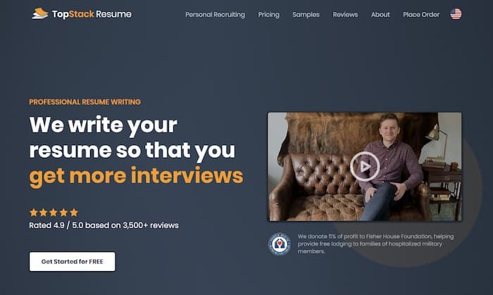 Topstack Resume homepage