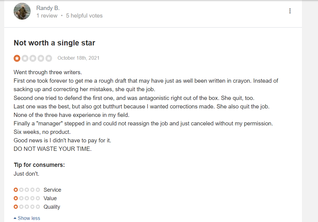 Negative TopStack resume review on Sitejabber