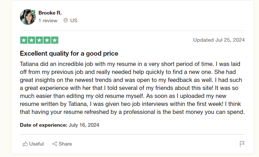 5-star Topstack resume review