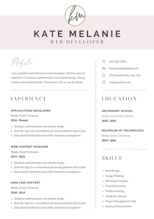 Minimalist Canva resume template