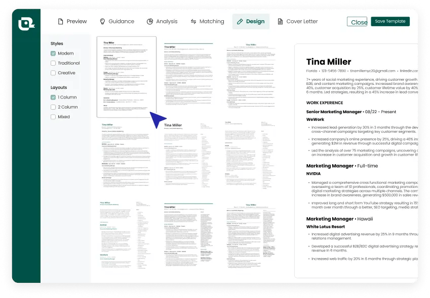 Teal resume templates