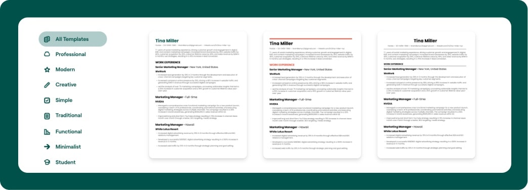 A visual of resume templates as one of the 2025 resume trends