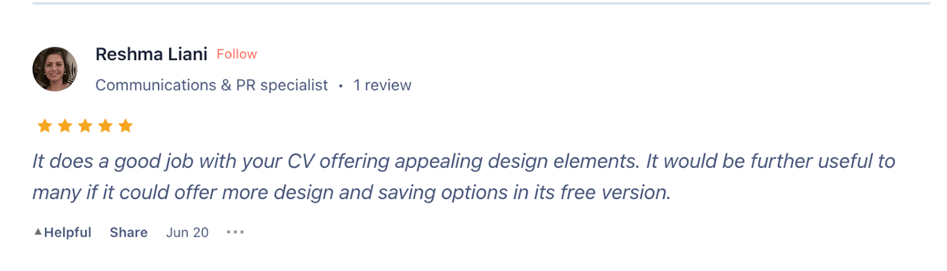 5-star CV review