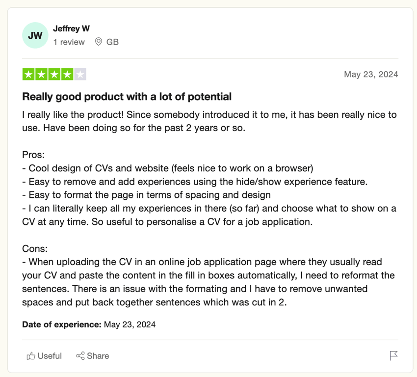 4-star CV review