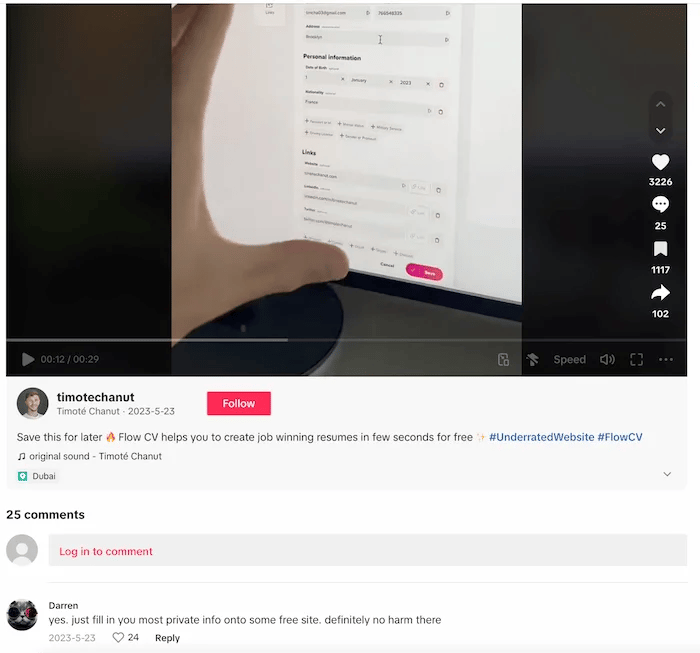 TikTok CV review