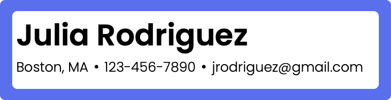 A PhD resume Contact Information section