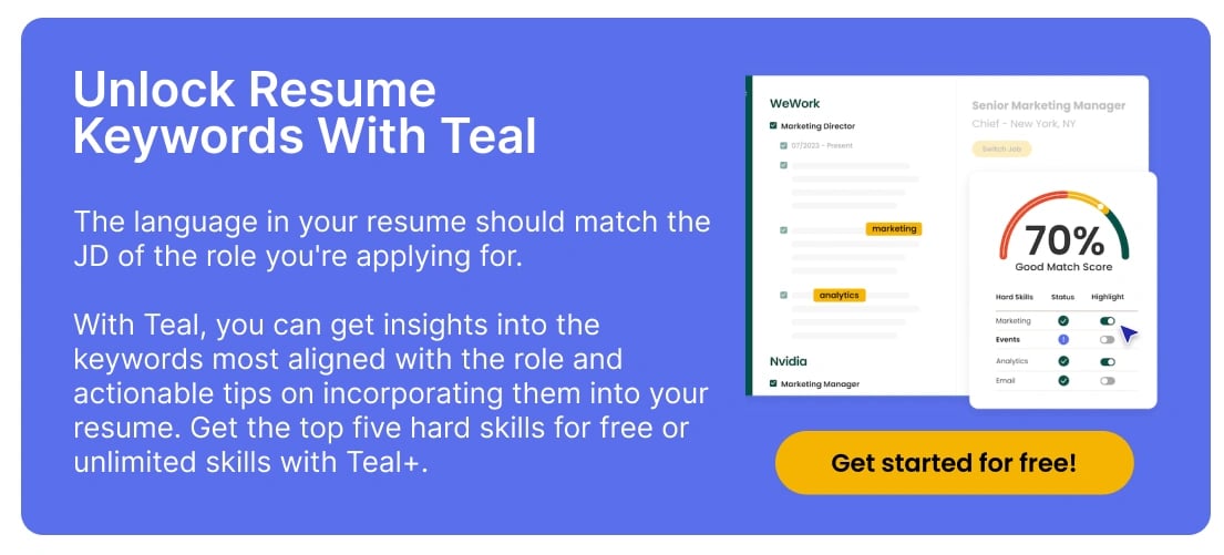 An ad for the best way to find resume soft skills quickly with Teal