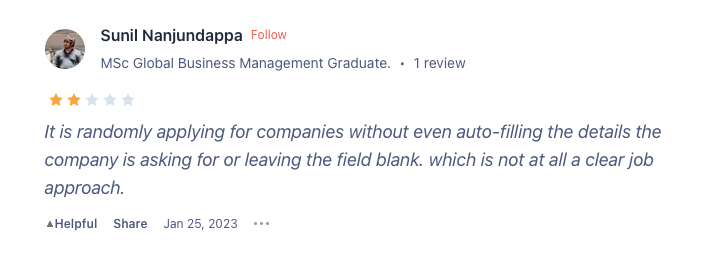 ProductHunt reviewer is unhappy with the random job approach