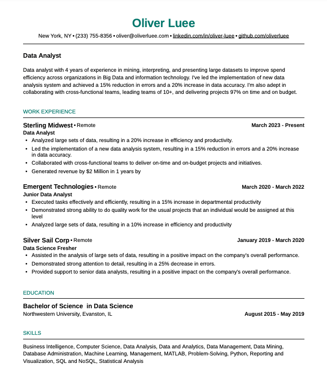 An example of a resume