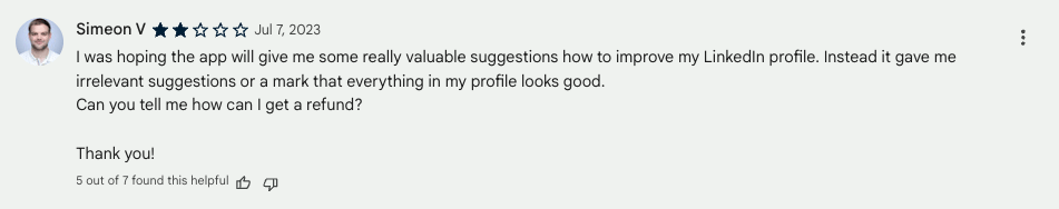 A screenshot of one of Careerflow.ai reviews