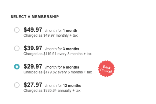 A screenshot of the Ladders pricing model