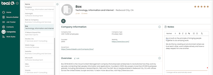 Organized company details helping to answer what is your ideal work environment in an interview 