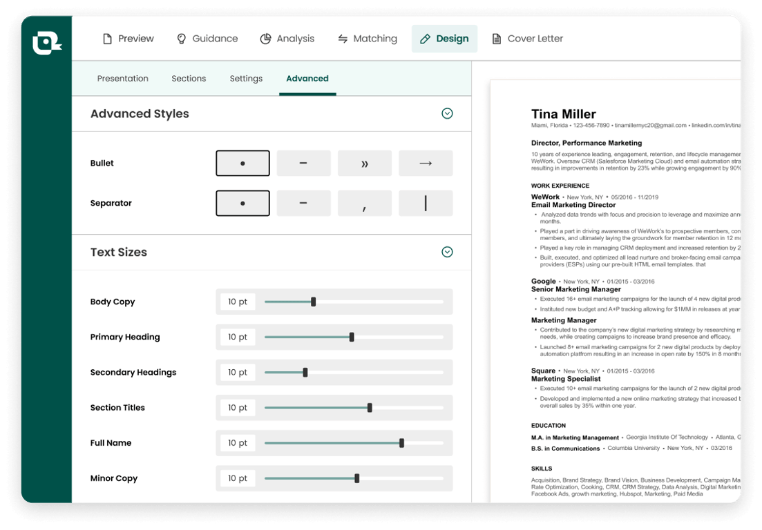 An product image of resume font size in Teal