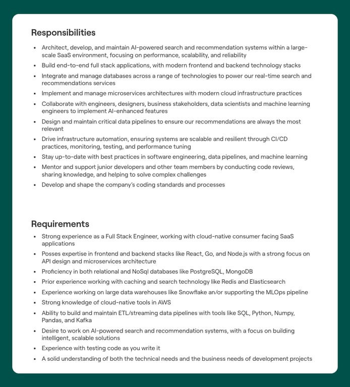 One of many job description examples