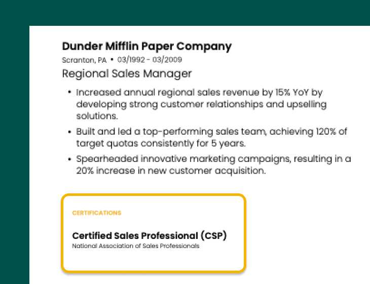 Certifications as an important resume component