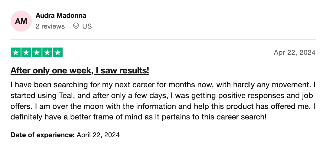 A screenshot of a review of Teal vs a Resumeble review