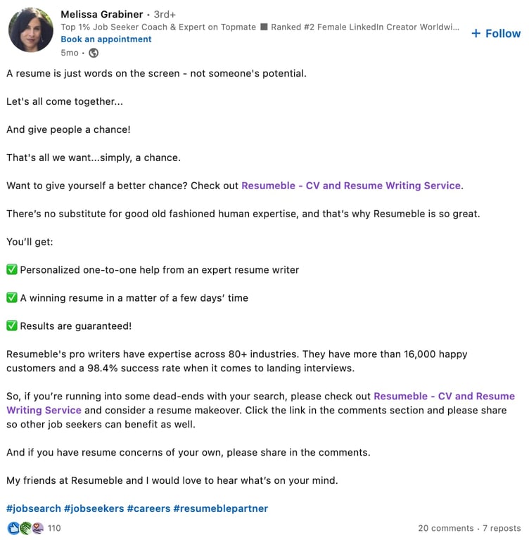 LinkedIn Resumeble reviews