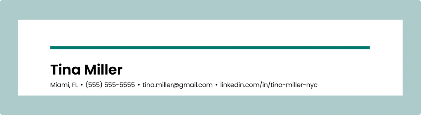 resume header example