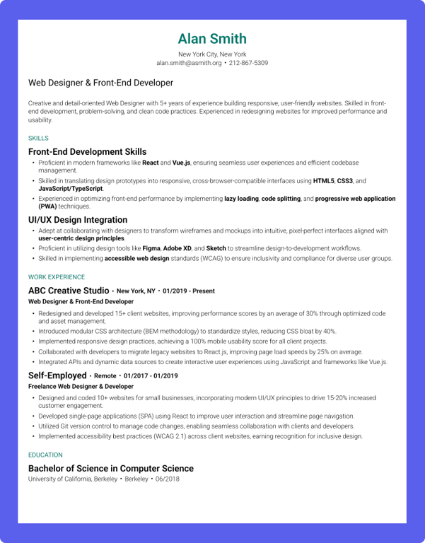 hybrid resume example 