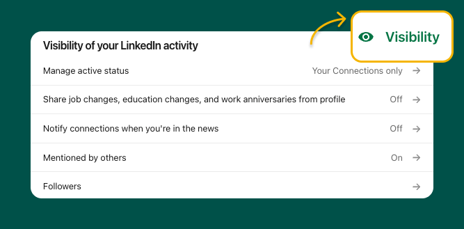 A way to use LinkedIn for how to find a new job while employed by using the Visibility filters