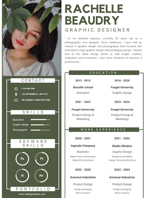 Template for an infographic resume