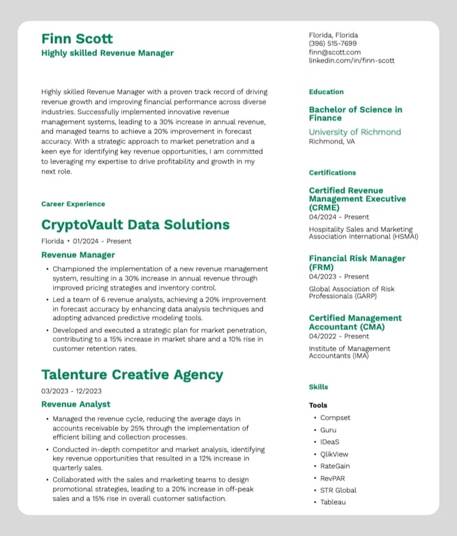 Chronological resume example