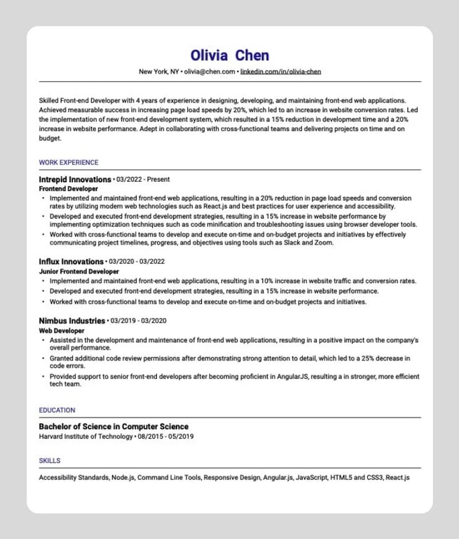 Sample chronological resume