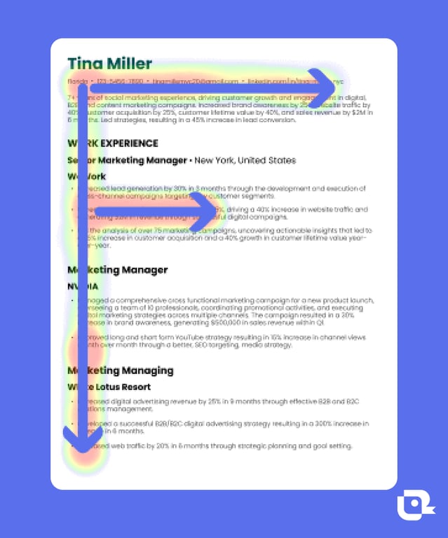 what to put on a resume in an f-pattern for readability 