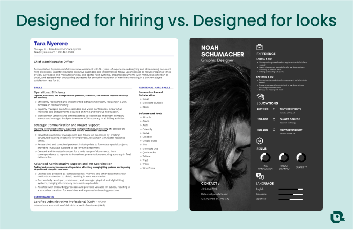 Resume tip example for avoiding heavily-designed formats