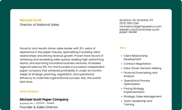 Example of what a resume should look like