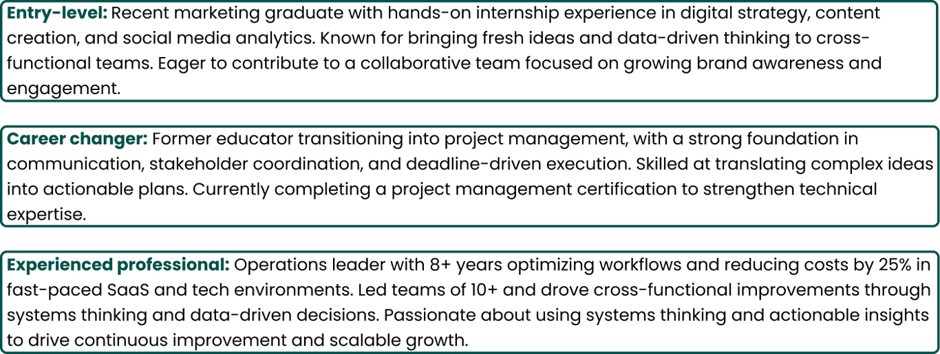 resume summary examples