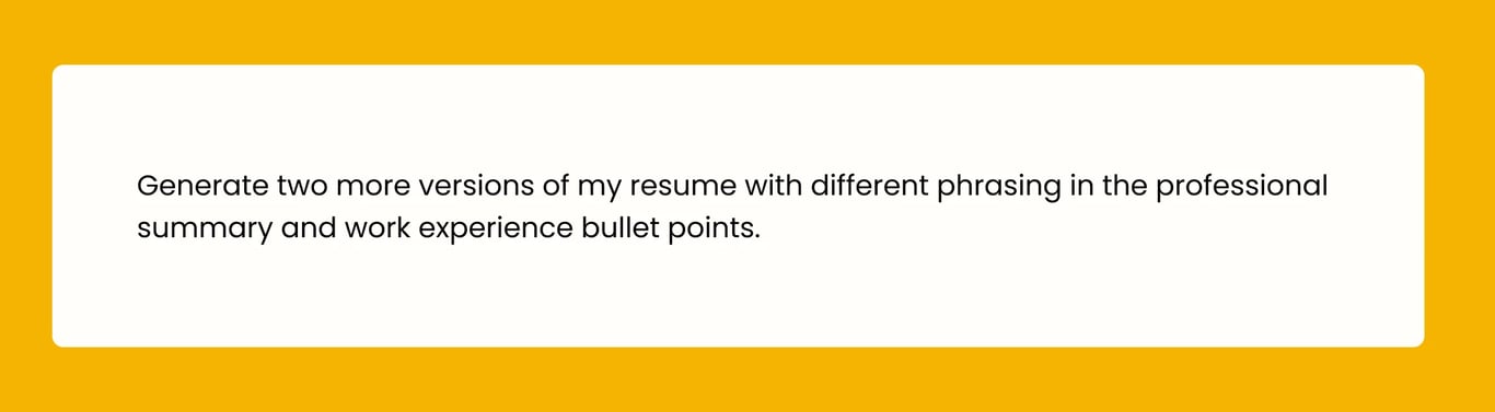 ChatGPT resume example prompt for multiple resumes