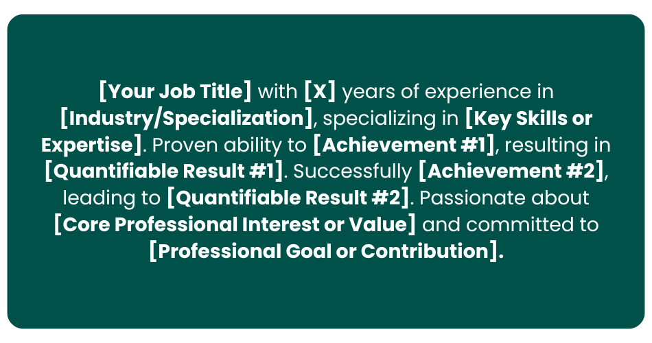 About me resume template