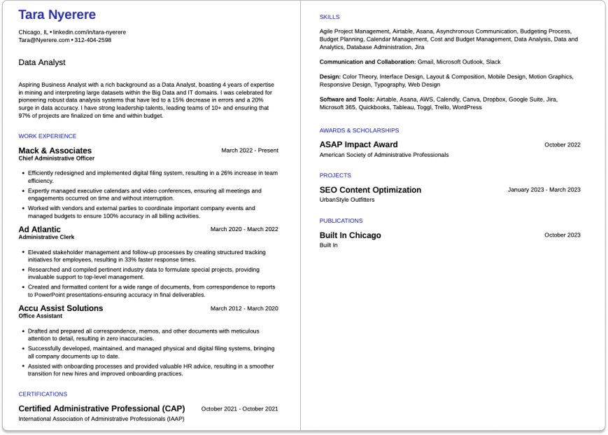 Two page resume example
