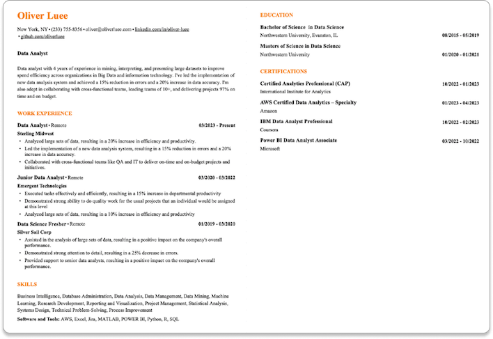 Two page resume example