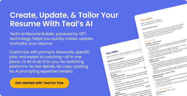 ChatGPT resume prompt solution, Teal