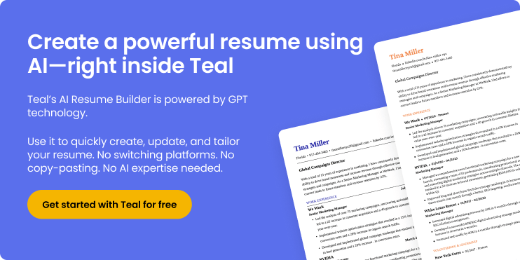 Graphic for ChatGPT resume tool, Teal, sign up