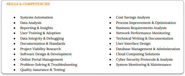 Hard skills and competencies on a resume
