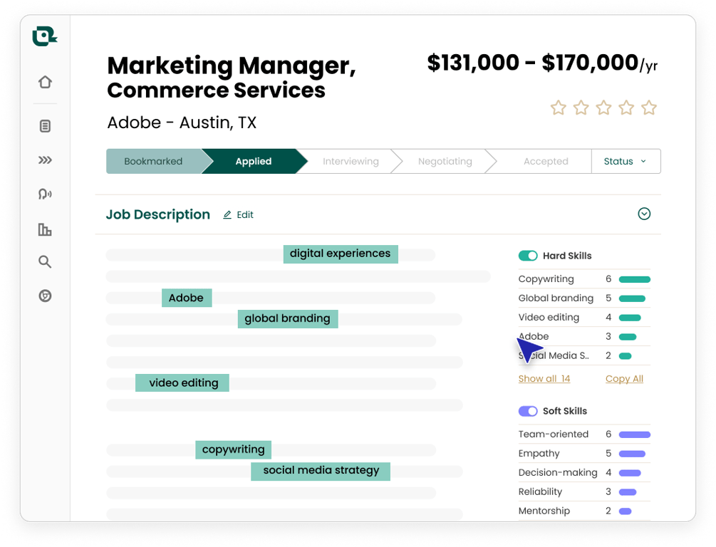 Scanning keywords in job descriptions