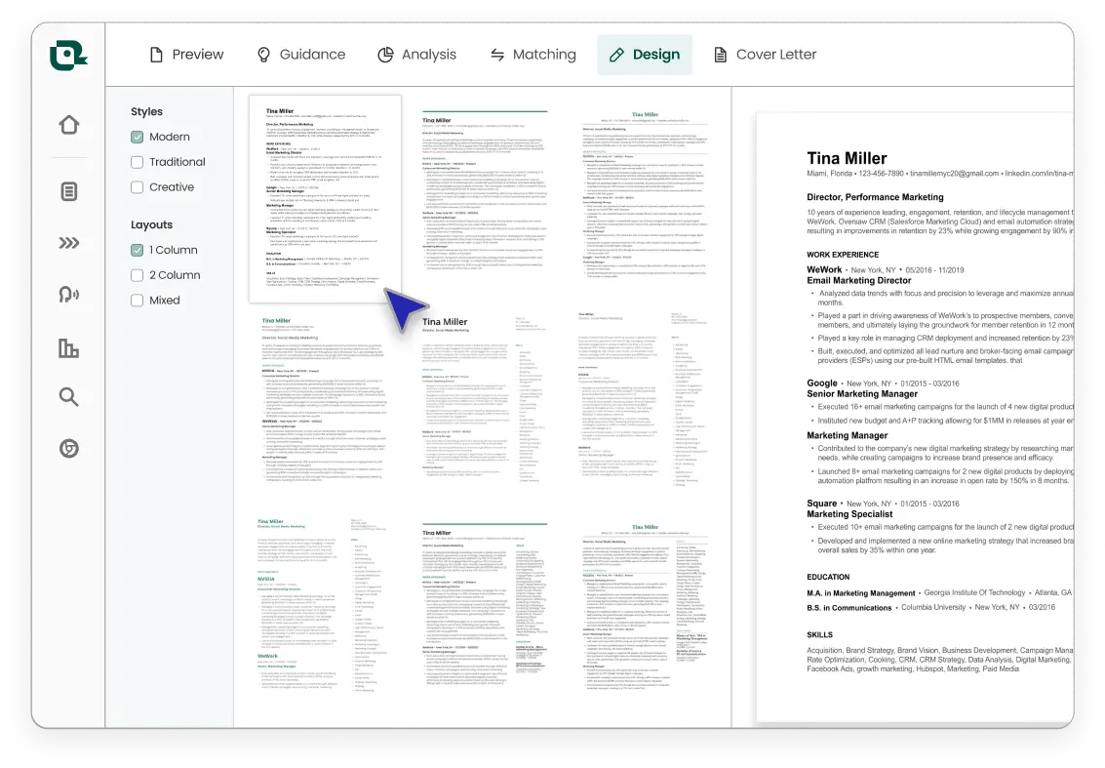 Pick a resume template