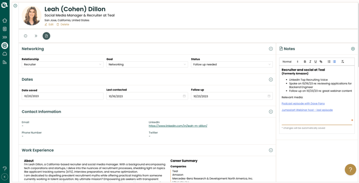 Careerflow alternatives contacts tracking
