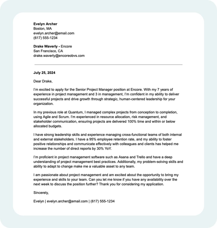 General cover letter example